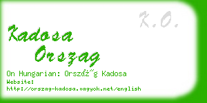 kadosa orszag business card